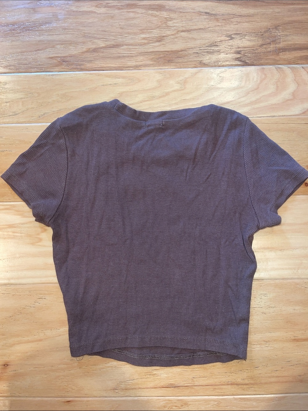 Garage Chocolate Ribbed Cropped Tee - Picture 2 of 2